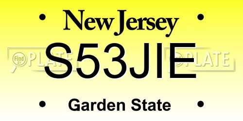 S53JIE New Jersey License Plate