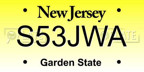 S53JWA New Jersey License Plate