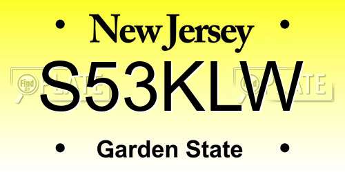 S53KLW New Jersey License Plate