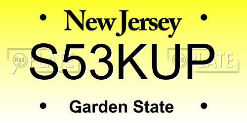 S53KUP New Jersey License Plate