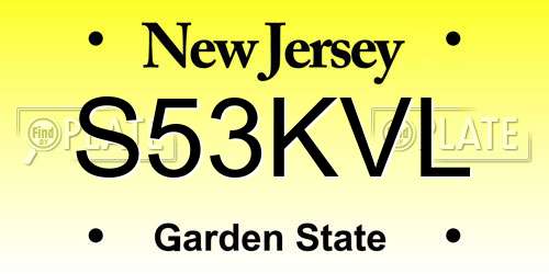S53KVL New Jersey License Plate