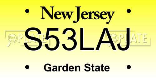 S53LAJ New Jersey License Plate