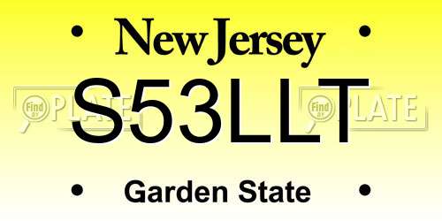 S53LLT New Jersey License Plate