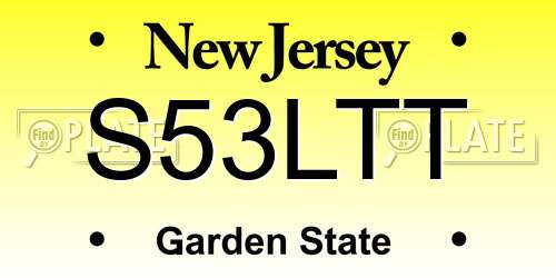 S53LTT New Jersey License Plate
