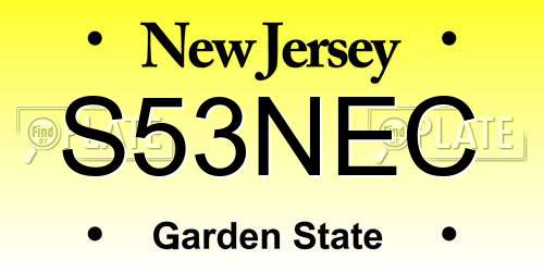S53NEC New Jersey License Plate