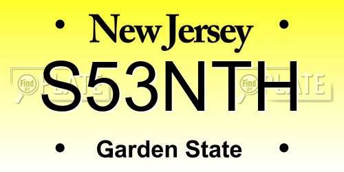 S53NTH New Jersey License Plate