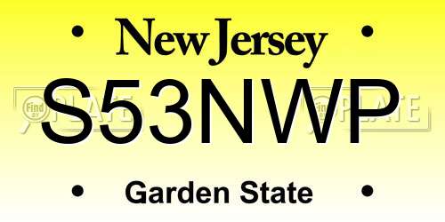 S53NWP New Jersey License Plate