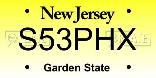 S53PHX New Jersey License Plate