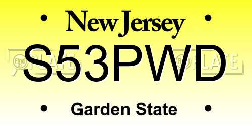 S53PWD New Jersey License Plate