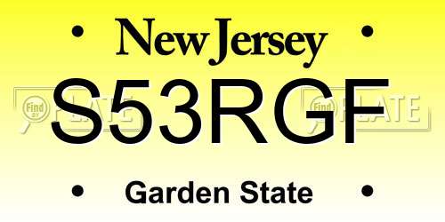 S53RGF New Jersey License Plate
