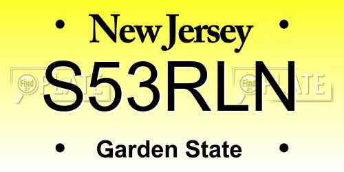 S53RLN New Jersey License Plate