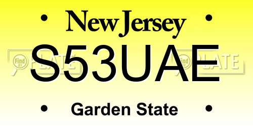 S53UAE New Jersey License Plate