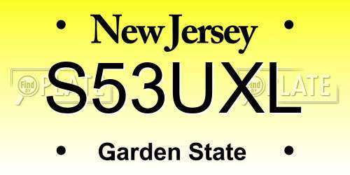 S53UXL New Jersey License Plate