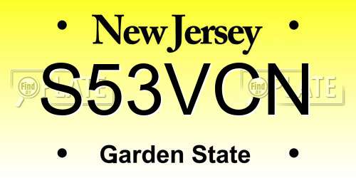 S53VCN New Jersey License Plate