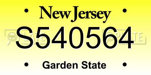 S540564 New Jersey License Plate