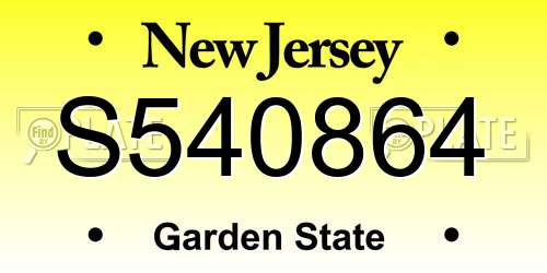 S540864 New Jersey License Plate