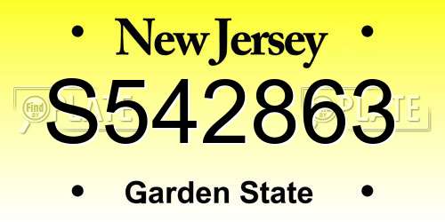 S542863 New Jersey License Plate