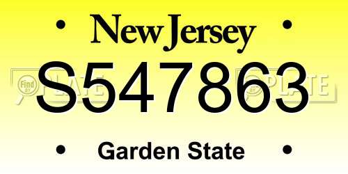 S547863 New Jersey License Plate