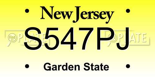 S547PJ New Jersey License Plate