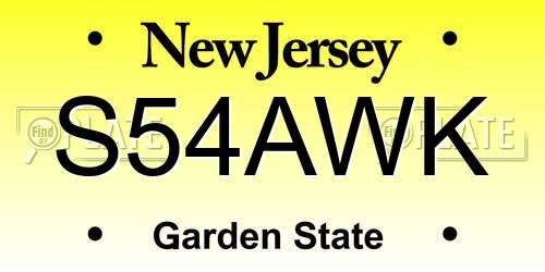 S54AWK New Jersey License Plate