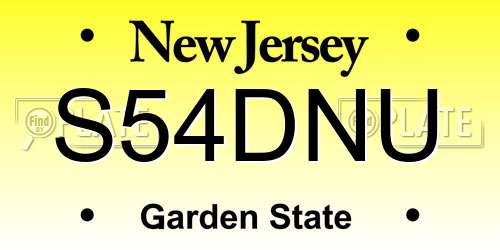 S54DNU New Jersey License Plate