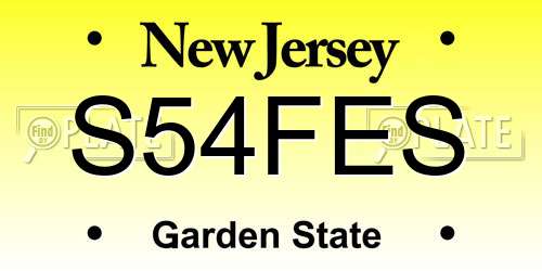 S54FES New Jersey License Plate