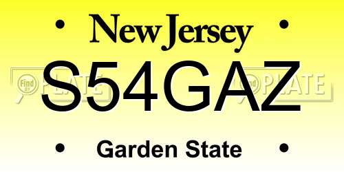 S54GAZ New Jersey License Plate