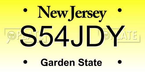 S54JDY New Jersey License Plate