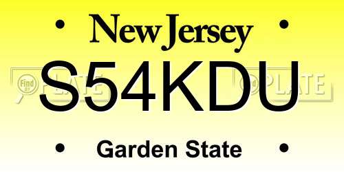 S54KDU New Jersey License Plate
