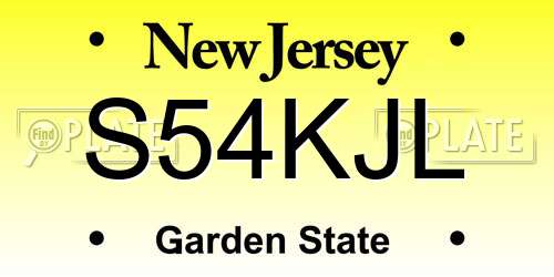 S54KJL New Jersey License Plate