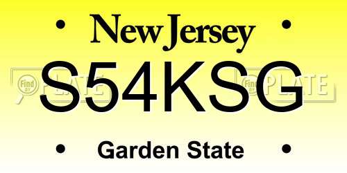S54KSG New Jersey License Plate
