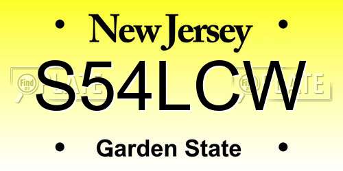 S54LCW New Jersey License Plate