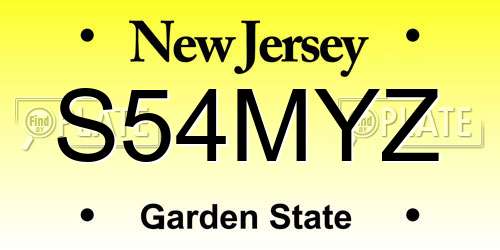 S54MYZ New Jersey License Plate