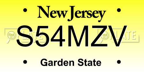 S54MZV New Jersey License Plate