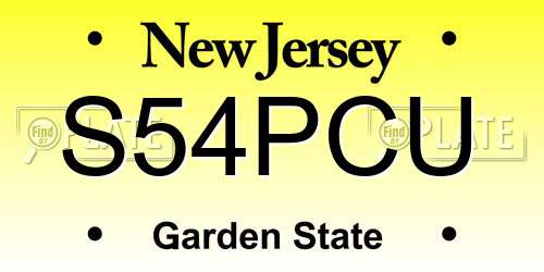S54PCU New Jersey License Plate
