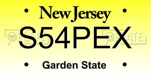 S54PEX New Jersey License Plate