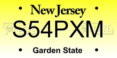 S54PXM New Jersey License Plate