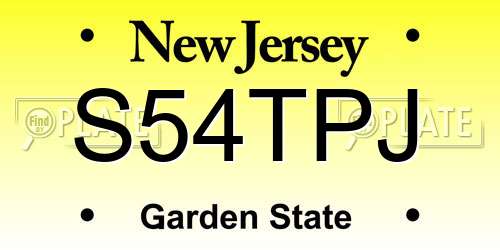 S54TPJ New Jersey License Plate