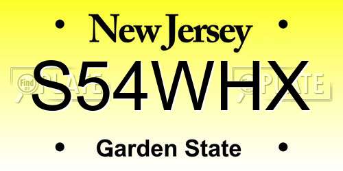 S54WHX New Jersey License Plate