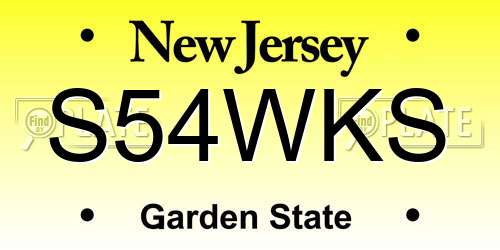 S54WKS New Jersey License Plate