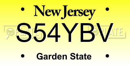 S54YBV New Jersey License Plate