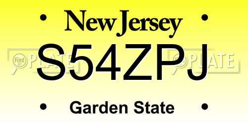 S54ZPJ New Jersey License Plate