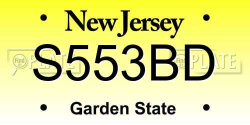 S553BD New Jersey License Plate