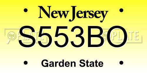 S553BO New Jersey License Plate
