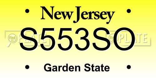 S553SO New Jersey License Plate