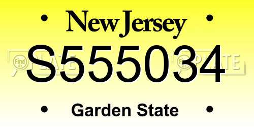 S555034 New Jersey License Plate