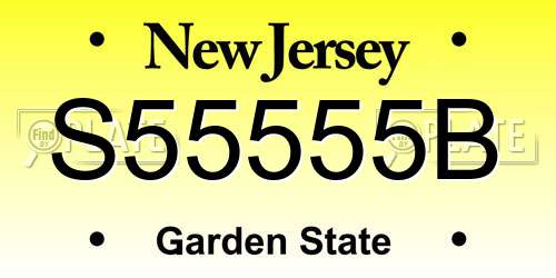 S55555B New Jersey License Plate
