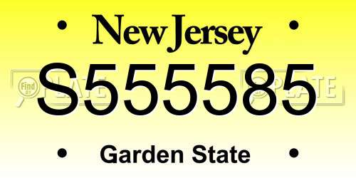 S555585 New Jersey License Plate