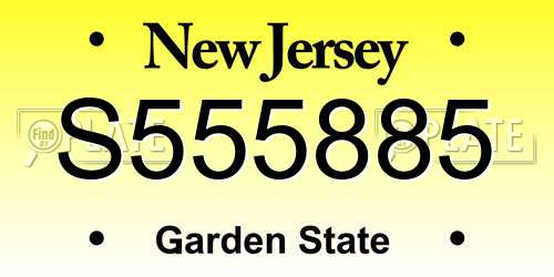 S555885 New Jersey License Plate