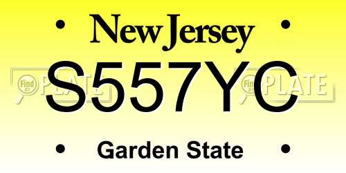 S557YC New Jersey License Plate